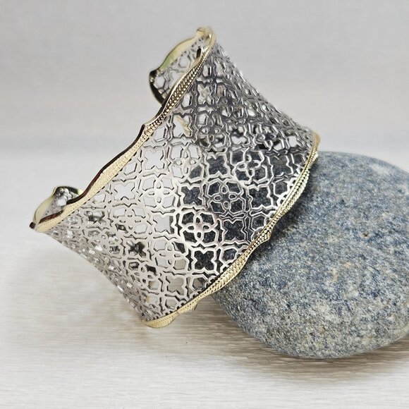 Candice Gold Cuff Bracelet in Silver Filigree Mix - Picture 6 of 6